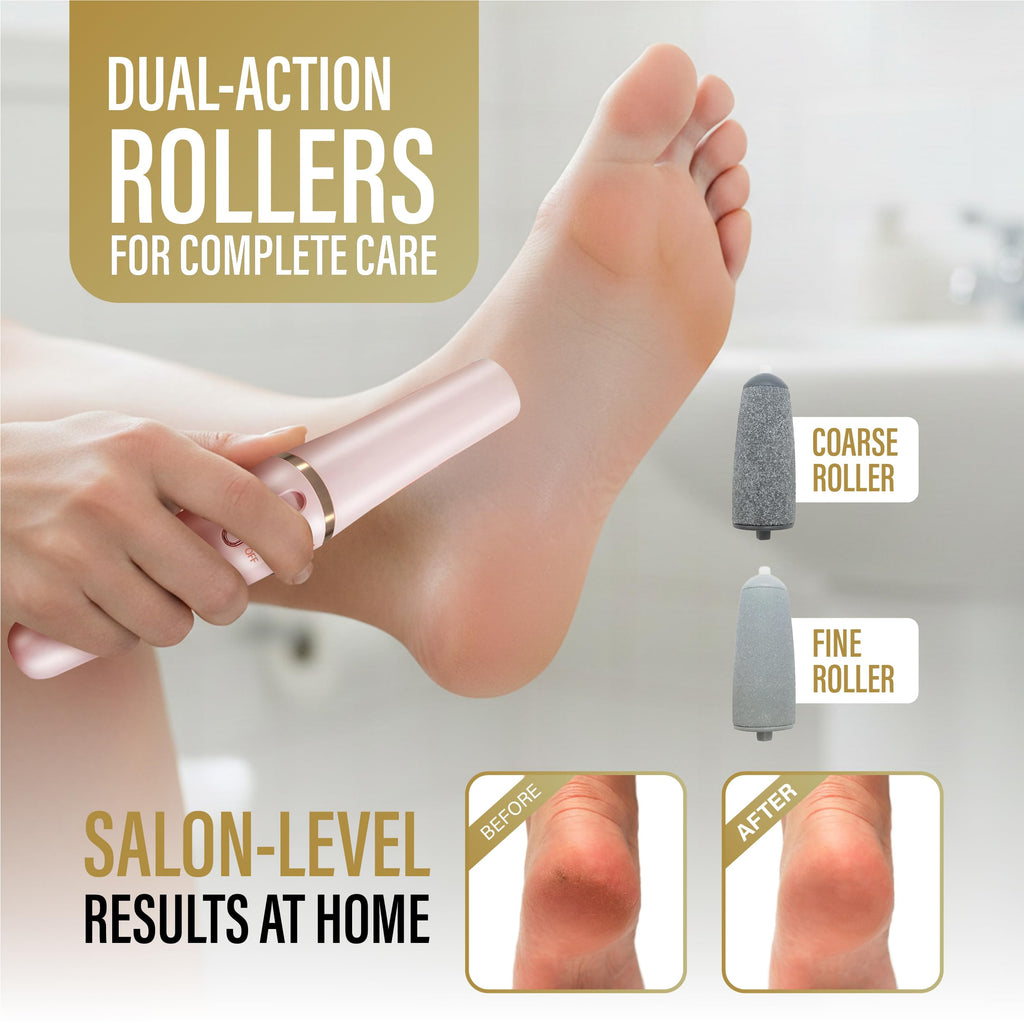 Green Cosmos Electric Callus Remover for Feet, Rechargeable Pedicure Tool with Dual Rollers, Cordless Foot Grinder for Dry Cracked Heels, Portable Foot Care Device