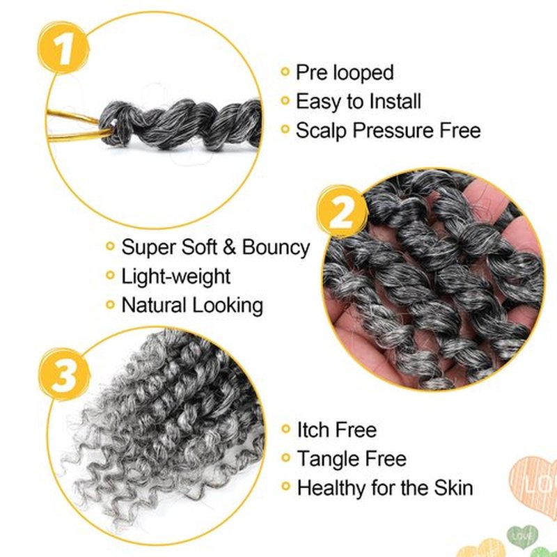 Passion Twist Hair 12 Inch 8 Packs, Pre Twisted Passion Twist Crochet Hair For Black Women, Pre Looped Passion Twist Curly Crochet Hair, Short Crochet Passion Twist Hair (12 Inch (Pack of 8), Gray#)