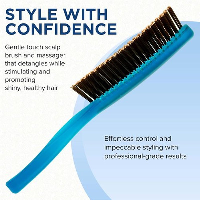 Giorgio GION1B Neon Blue Detangler Hair Brush - Gentle Touch for All Hair Types | Soft Bristles, 7.75 Inch