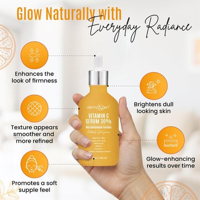 30% Vitamin C Serum (8 Fl Oz) Pure Organic Anti- Wrinkle + Hyaluronic Acid + Retinol + Vitamin E + Vitamin B, Facial Serum For Anti-aging, Wrinkles, And Fine Lines.