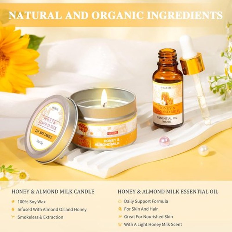 Almond Milk & Honey Bath Gift Set by [Brand Name] - 9-Piece Spa Essentials for Women | Perfect Birthday Gift for Mom, Girlfriend, or Sister