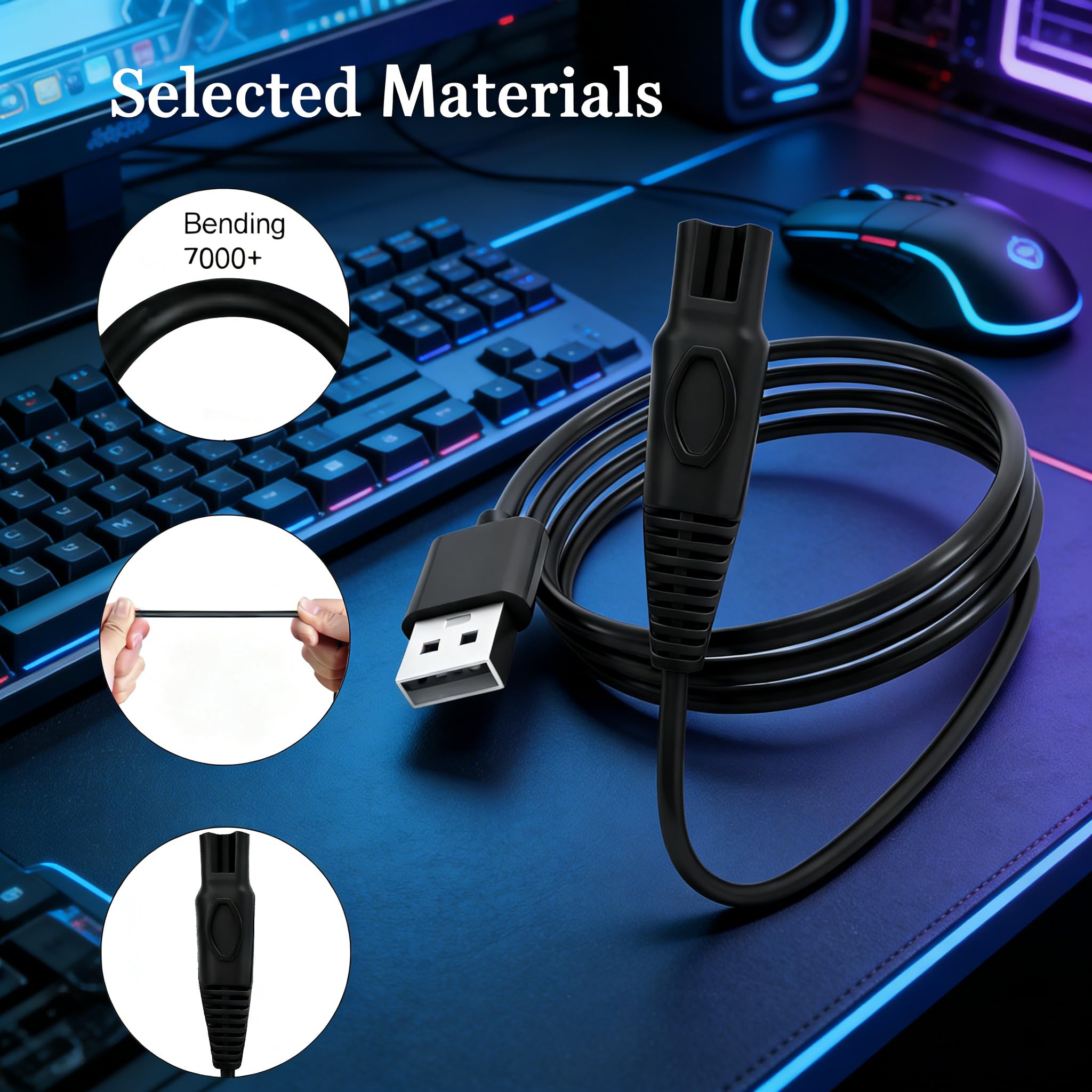 SEEHOM Cord Compatible with OLOV Electric Trimmer YP-7032, USB Charger Replacement for OLOV Electric Body Groin Hair Trimmer for Men Bikini Trimmer Women
