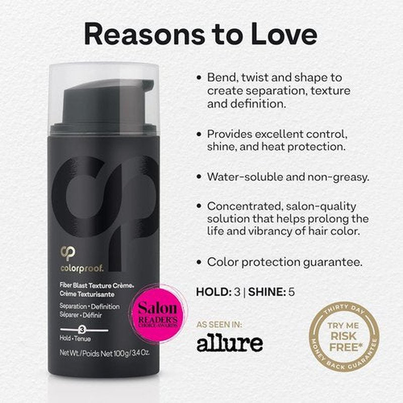 Colorproof Fiber Blast Texture Crème - Hydrating Non-Greasy Hair Cream | 3.4 Fl. Oz. Travel Size with Lychee & Melon Scent