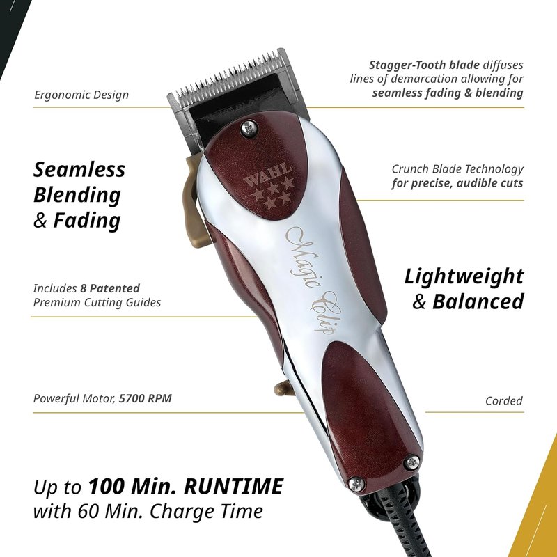 Wahl Professional 5 Star Series Magic Clip - Precision Fade Clipper with Adjustable Blades | Chrome Finish