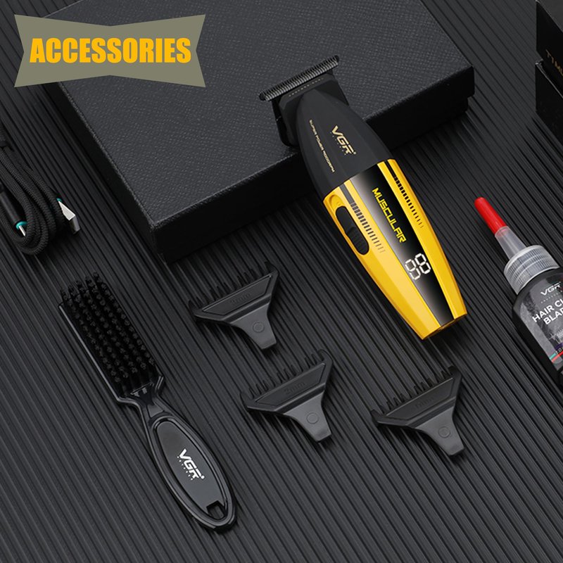 VGR 285T Small Hair Trimmer for Men, 9000RPM Professional Beard Trimmer for Men, Zero Gapped Ceramic & DLC T Blade Clippers for Hair Cutting, Cordless Hair Clippers Barber Kit with LED Display