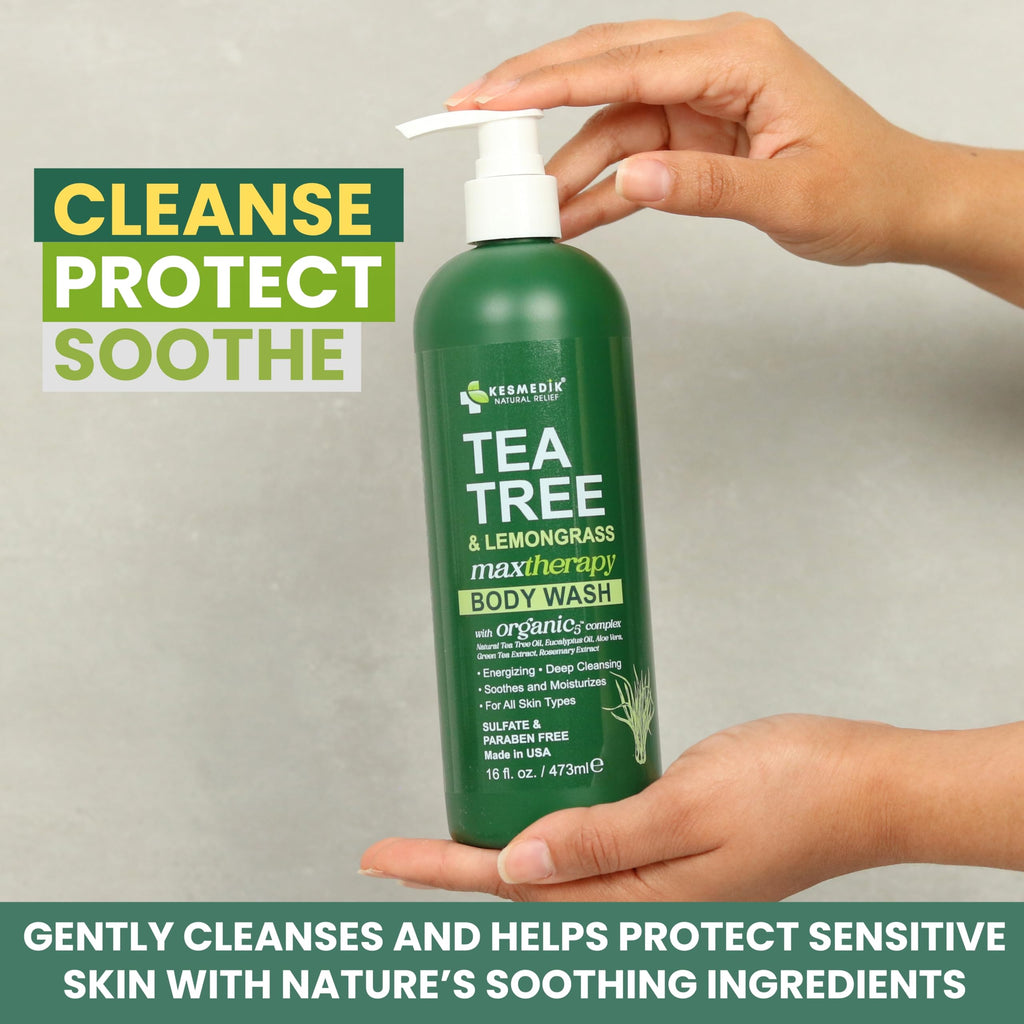 KESMEDIK Tea Tree Lemongrass Body Wash MaxTherapy, Itchy Skin Relief, Antifungal Defense, Fights Body Odor, Soothes Jock Itch & Athlete's Foot, Intimate Wash, Men & Women, 2-Pack, Limited Edition