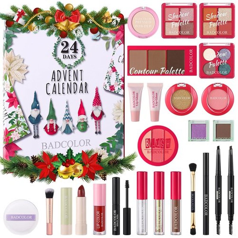 Makeup Advent Calendar 2025, 24 Days Christmas Countdown Calendar Surprise Gift Kit, Xmas Holiday Festival Cosmetic Starter Makeup Set with 24 Beauty Boxes for Women Girls Teens