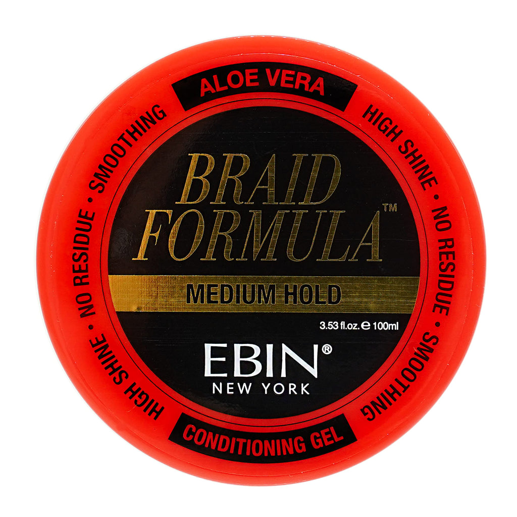 EBIN NEW YORK Braid Formula Conditioning Gel, Medium Hold, 3.53oz | Great for Braiding, Twisting, Edges, No Residue, No Flaking, Strong Hold, High Shine, Smoothing with Clean & Aloe Vera Scent