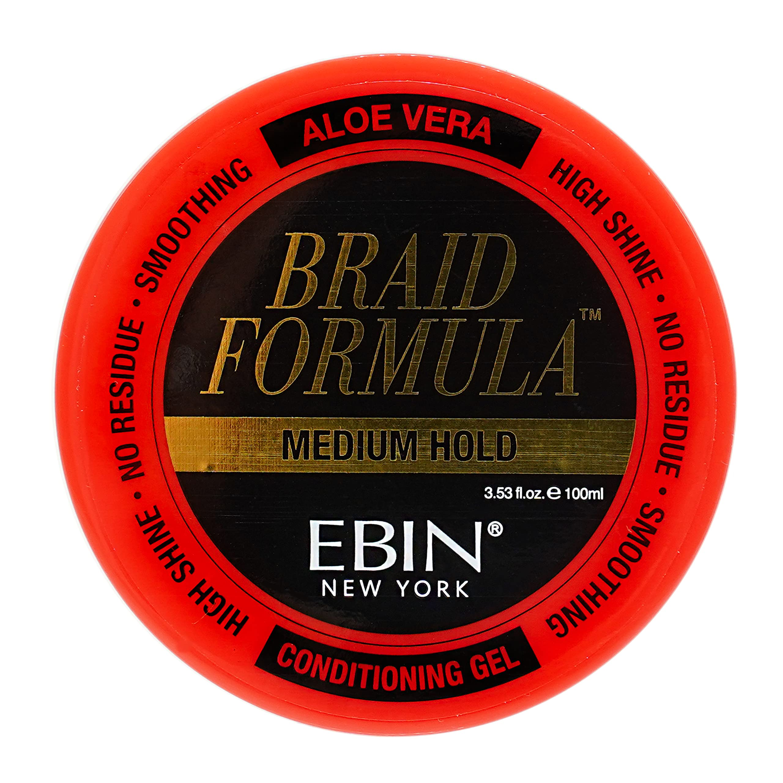 EBIN NEW YORK Braid Formula Conditioning Gel, Medium Hold, 3.53oz | Great for Braiding, Twisting, Edges, No Residue, No Flaking, Strong Hold, High Shine, Smoothing with Clean & Aloe Vera Scent