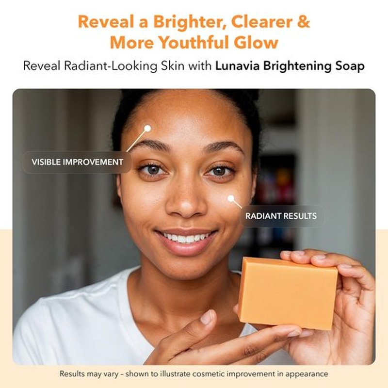lunavia Kojic Acid Complexion Brightening Soap Bar with Vitamin C, Turmeric, Retinol, Collagen & Hyaluronic Acid – Brightening Face & Body Soap – Supports Brighter Skin, Even Skin Tone – 2 Pack
