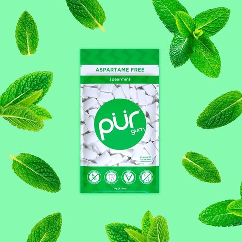 PUR Gum - Aspartame Free Chewing Gum with 100% Xylitol | Natural Spearmint Flavor, 55 Pieces