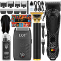 Hair Clippers for Men with LED Power Display, 4-Piece Professional Grooming Kit with Hair Clipper, Detail Trimmer, Foil Shaver & Nose Trimmer, Complete Cordless Set for Home Barber Use (Black)