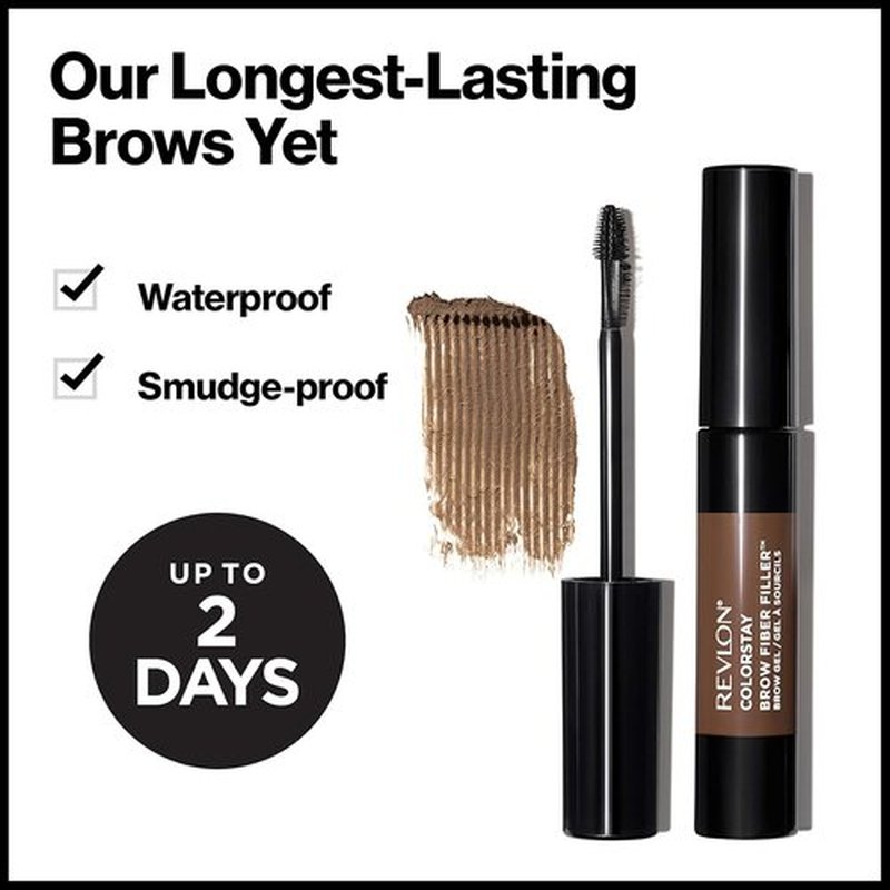 Revlon ColorStay Brow Fiber Filler - Longwearing Waterproof Eyebrow Gel in 303 Medium Brown, 0.23 fl. oz.
