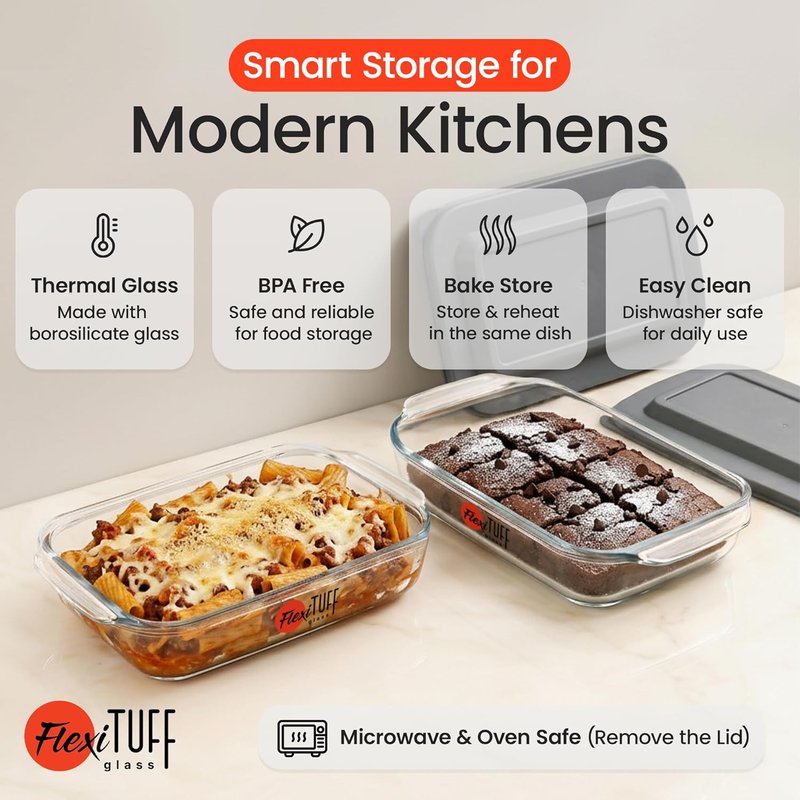 8Pcs Set Rectangular Bakeware by [Brand Name] - BPA Free, Leakproof & Airtight Containers | Dishwasher, Microwave & Freezer Safe - Clear