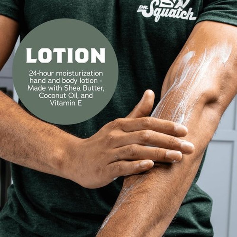 Dr. Squatch Natural Hand & Body Lotion for Men - 24-Hour Moisturization with Shea Butter & Coconut Oil - Pine Tar (10 fl oz, 2-Pack)