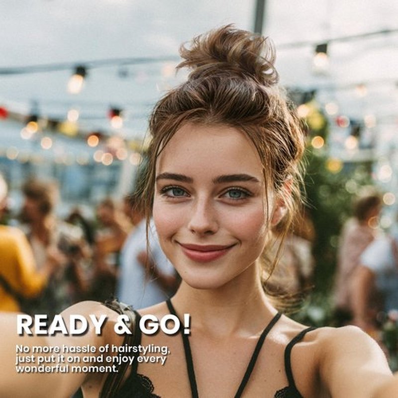 MY-LADY Messy Bun Hair Pieces Human Hair for Women Real Hairpiece Straight Scrunchies Tousled Updo Donut Chignon Ponytail Extension Medium Brown & Dark Blonde