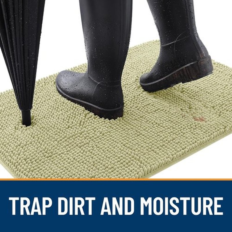 OLANLY Dog Door Mat - Absorbent Non-Slip Washable Doormat for Muddy Paws | 44x32, Quick Dry Chenille, Vanilla