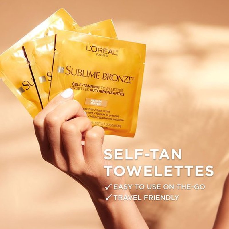 L'Oreal Paris Sublime Bronze Self Tanning Towelettes - Streak-Free, Natural-Looking Tan | 6 Count