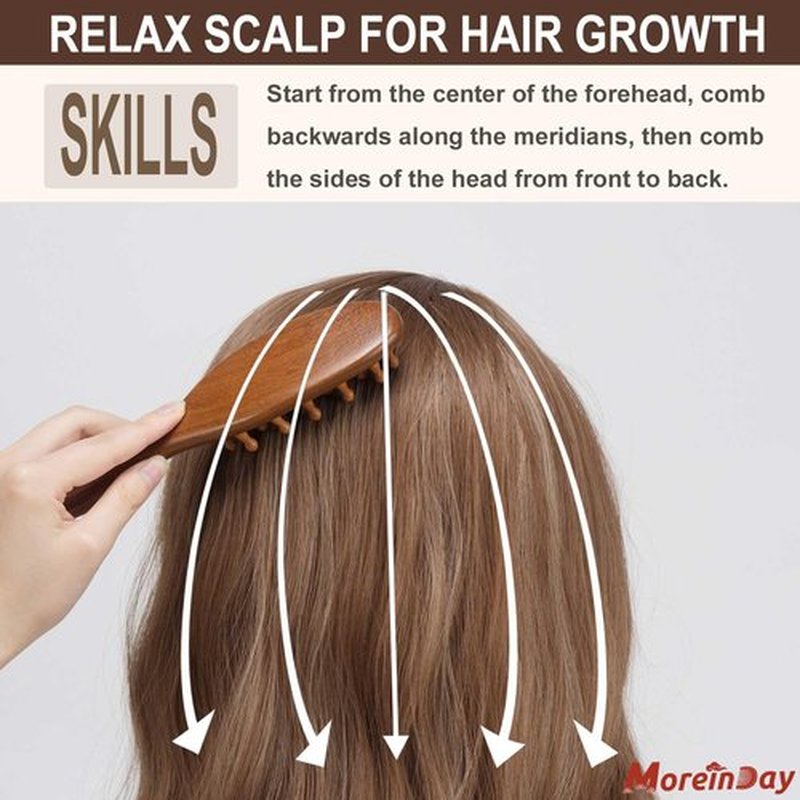 Moreinday Loc Brush for Dreads, Loc Comb, Wooden Scalp Comb for Hair Growth - Sandalwood