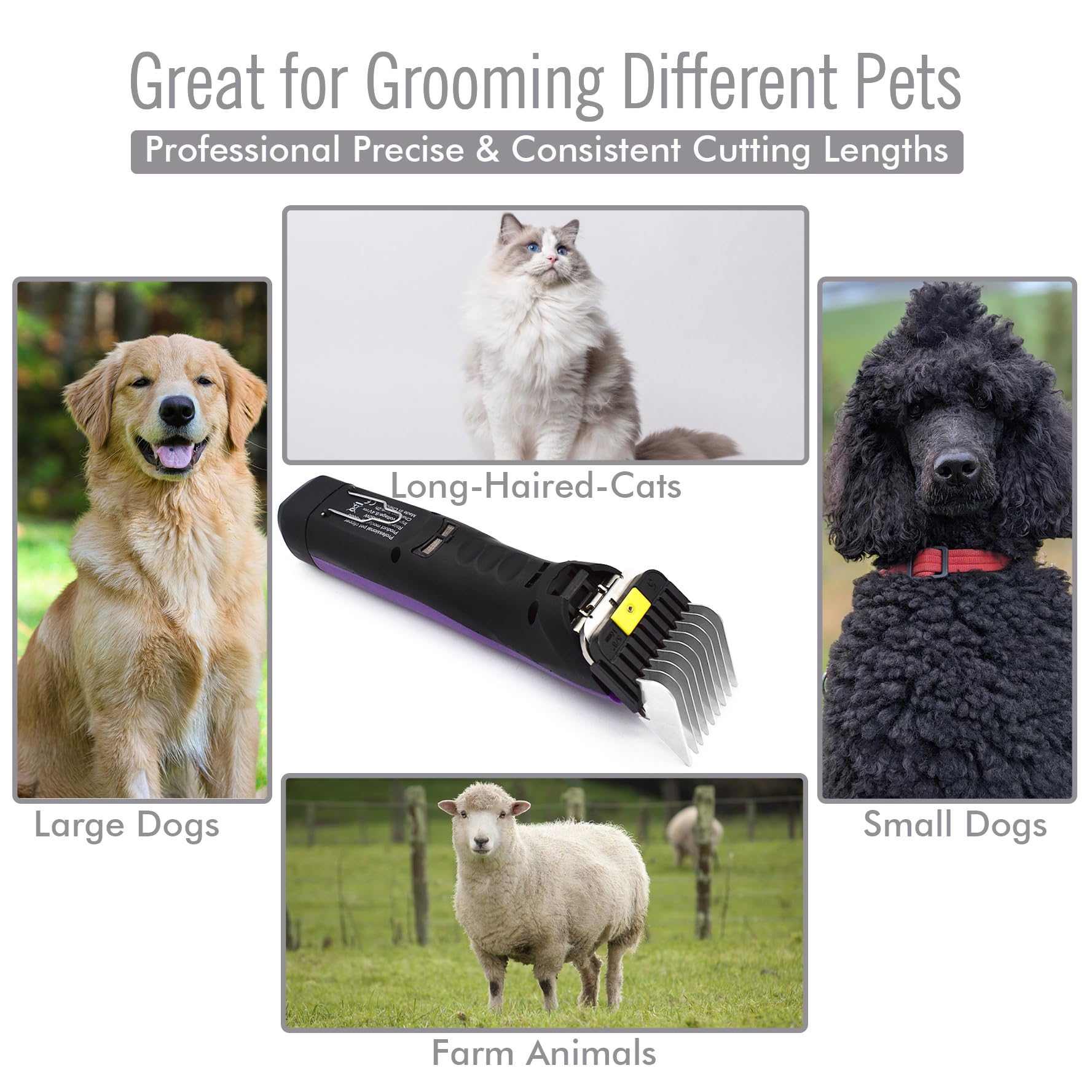 Professional A5-Style Animal Clipper Stainless Steel Color-Coded Snap-on Attachment Guard Guide Comb, 1/8"-1" Compatible with Wahl KM Series Oster A5 Andis Detachable Blade Pet Dog Groomers (#5-5/8")