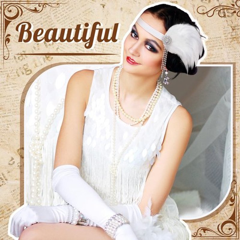 Patelai 4 Pcs Vintage 1920s Flapper Headband Rhinestone Flapper Headpiece Roaring 20s Accessories for Women Mardi Gras Outfit(White)