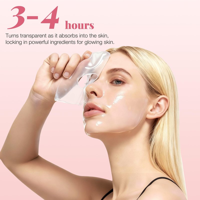 Yargkos 8 Pcs Collagen Facial Mask, Real Deep Overnight Hydrogel Face Sheet Mask Skincare, Moisturizing Hydrating Jelly Gel Mask, Elasticity Improvement, Pore Minimizing, Self Care Gifts for Women