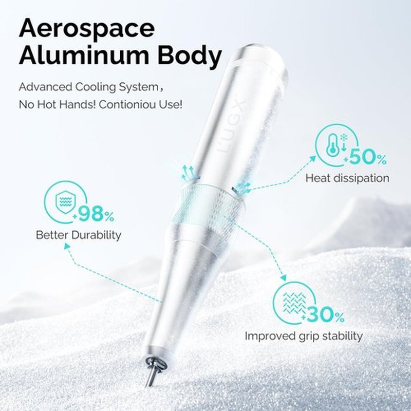 L'UGX Nail Drill Machine 35000RPM – Rechargeable Electric Nail File with LED Display, Portable Efile Nail Drills for Acrylic Gel Nails, Cordless Nails Drill for Beginners & Pros-White
