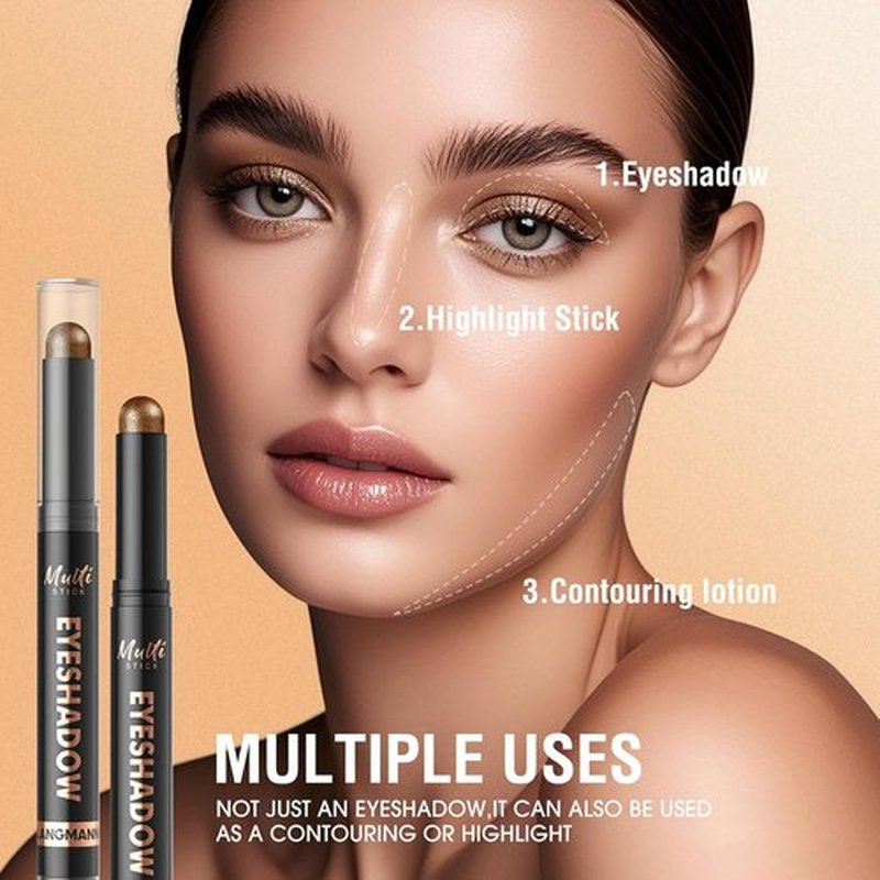 LANGMANNI Dual-Ended Cream Eyeshadow Stick Set - Silky Smooth, Waterproof, All-Day Matte & Shimmer Wear, 4 Colors