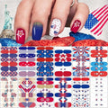 12 Sheets 4th of July Nail Wraps Stickers, Independence Day Full Nail Polish Strips, Memorial Day DIY Self-Adhesive Nail Art Decals Patriotic American Flag Pattern Decor with 2 Piece Nail Files