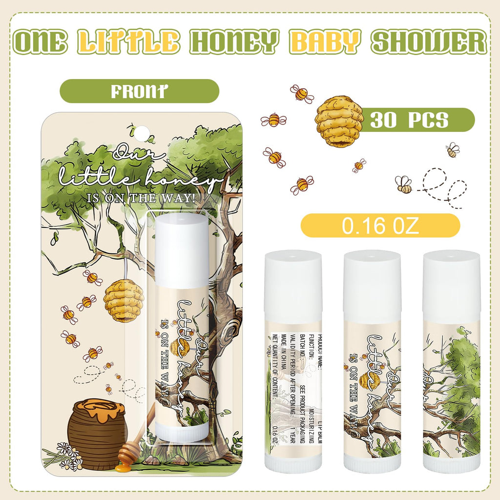 Sacubee 30 Pack One Little Honey Baby Shower Games Prizes Party Gifts Bulk Lip Balms Favors for Winners Adults Guests Gender Reveal Party Favors Decorations Baby Shower Souvenirs Gift Bags Stuffers