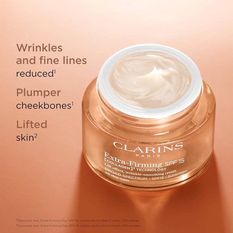 Clarins Extra-Firming Day Moisturizer SPF 15 - Firming Anti-Aging Face Cream with Collagen & Niacinamide | All Skin Types