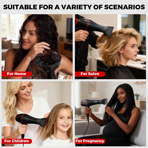 21Pcs Professional Hair Dryer Kit - Ionic, Lightweight, Low Noise, Constant Temperature, 1800W Blow Dryer for Women and Men - Includes Hair Dryer, Nozzles, and Accessories Set