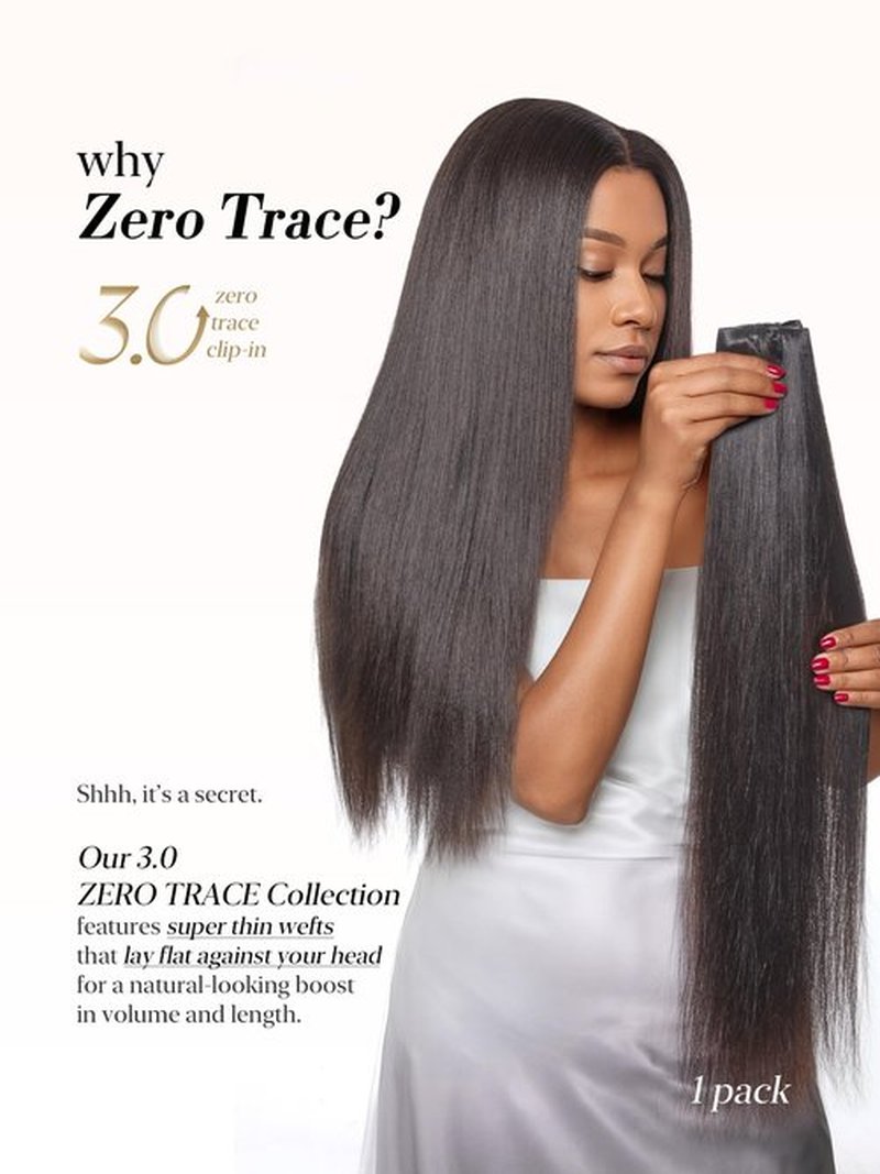 LUVME 0.59mm Zero Trace Invisible Clip in Hair Extensions, Yaki Straight 7 Pcs 100g 18 Inch, 100% Real Human Hair Clip Ins, Seamless Invisible Weft and Natural Yaki Texture for Daily Wear & Travel