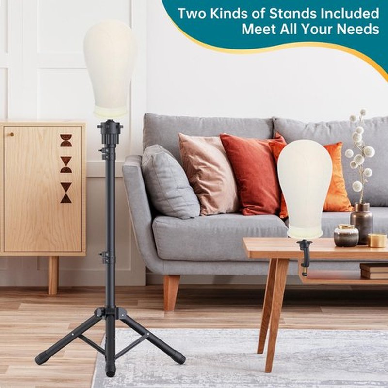 Retbtnm Wig Stand with Head 50 Inches, Wig Head Stand with 22 Inches Mannequin Head, Height Adjustable Metal Tripod Wig Stand, Manikin Head Set for Wigs Display Making Hair Weave and Styling