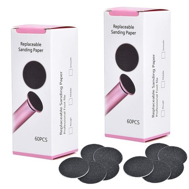 Akamino 120 Pieces Replacement Sandpaper Discs for Electric Foot File - Professional Callus Remover Tool Sandpaper Pad for Men Women Dead Cracked Hard Skin Calluses