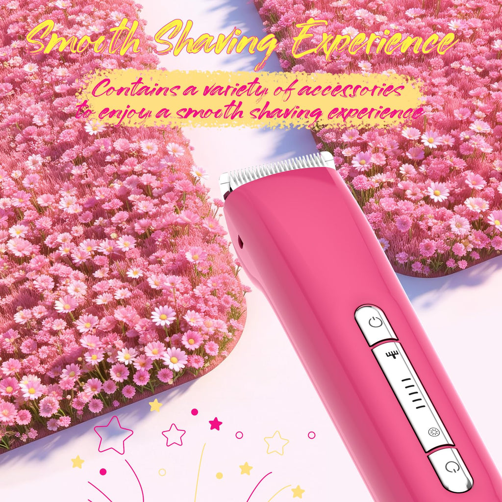 2 in 1 Personal Shaver for Women Pubic Hair Bikini Trimmer for Ladies Electric Razor, Waterproof Wet & Dry Rechargeable Facial & Body Hair Remover for Underarm, Leg, Arm, Face
