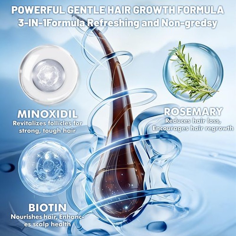 5% Minoxidil for Men and Women Hair Growth, Minoxidil Hair Growth Spray with Biotin & Rosemary to Fight Hair Loss, Extra Strength Hair Regrowth Treatments for Thicker Stronger Fuller Hair, 2 Bottles