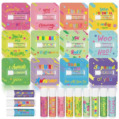 Skiennix Thank You Lip Balms - 48 Pcs Bulk Travel Size Gifts for Employees, Teachers & Nurses