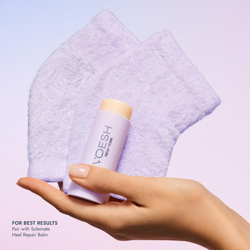 VOESH Moisturizing Heel Socks - Ultra-Soft Spa Socks for Your Foot Care Routine, K-Beauty Korean Skincare - Latex-Free Gel Lining is Activated by Body Heat to Lock in Moisture - Purple