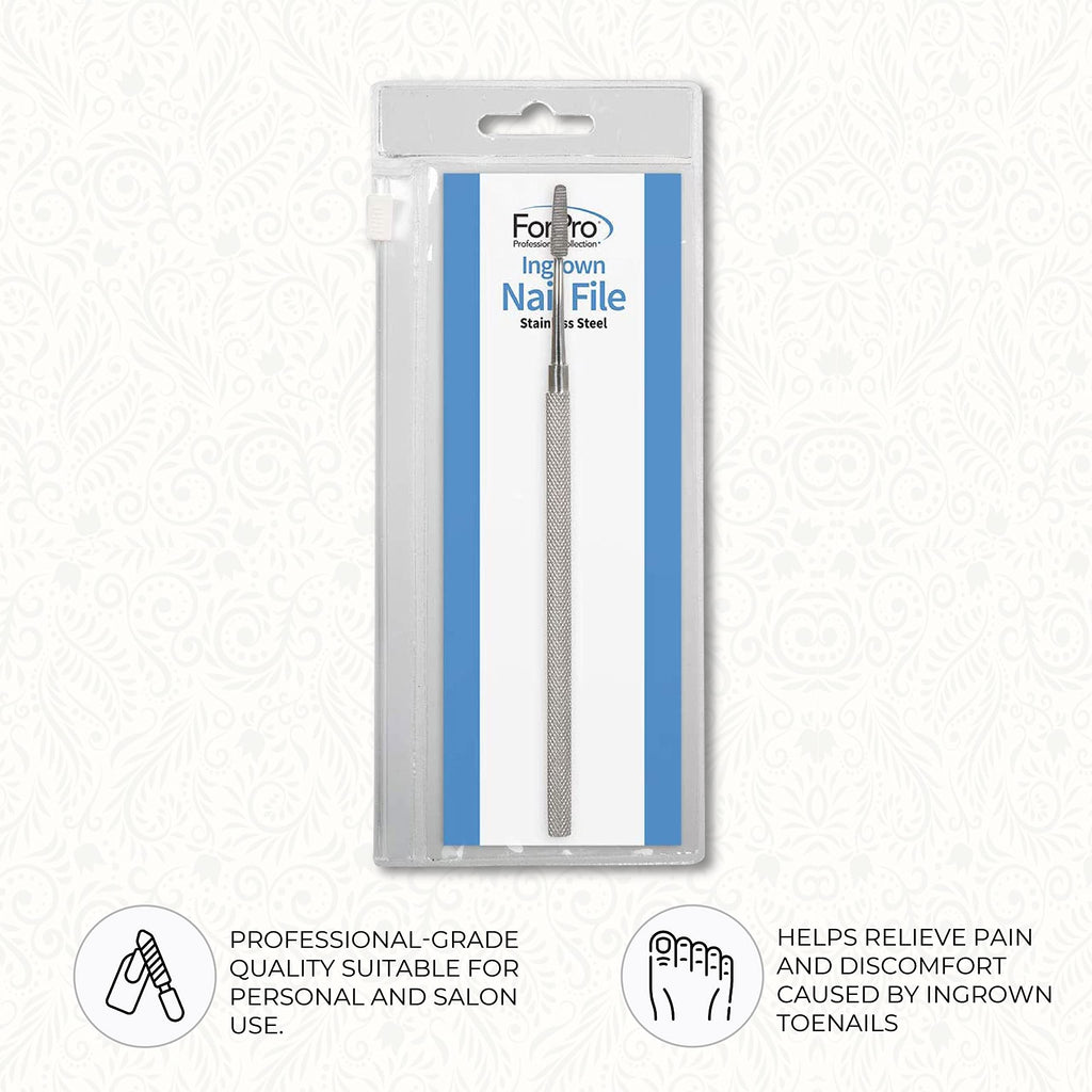 ForPro Professional Collection Ingrown Nail File, Surgical Grade Stainless Steel Ingrown Toenail Tool with Angled End