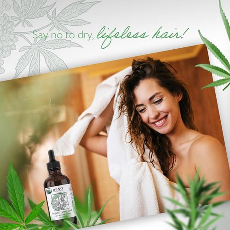 HBNO Organic Hemp Seed Oil - 4 oz (120 ml) Value Size - Natural Hemp, Cold Pressed - Perfect Carrier Oil for Massage, Aromatherapy, Diy, Soap Making, Face, Body, Lips, Hair, Nails