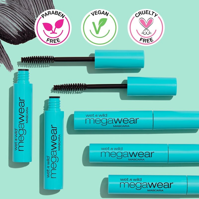 Wet n Wild Megawear Mascara - Volumizing Gel Formula for Full, Healthy Lashes | Cruelty-Free & Vegan - Black