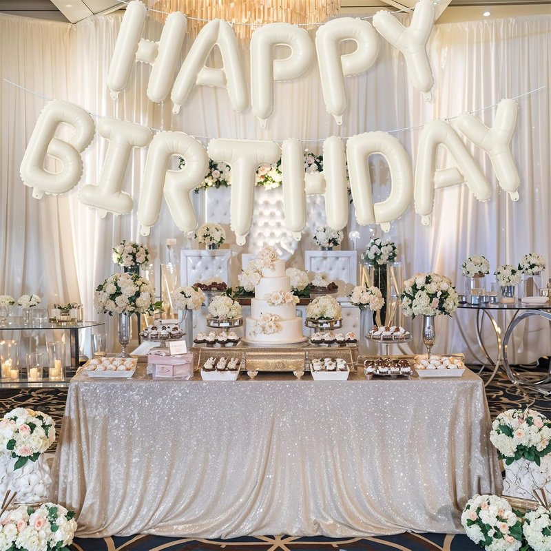 Beige Number 1 Balloon - Happy Birthday Balloon Banner for First Birthday Celebration