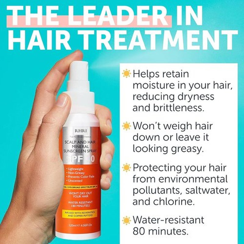 Premium SPF 30 Hair Sunscreen Spray - Non-Greasy UV Protection & Heat Defense | Prevents Color Fade & Dryness | 4 oz