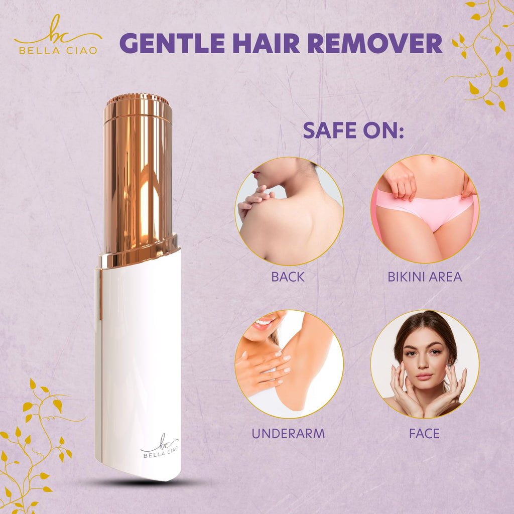 Bella Ciao Facial Hair Removal for Women Device, White | Precise, Gentle Beauty & Personal Care Products for Ladies | Flawless Touch Facial Hair Remover for Women w/LED Light | Face Razors