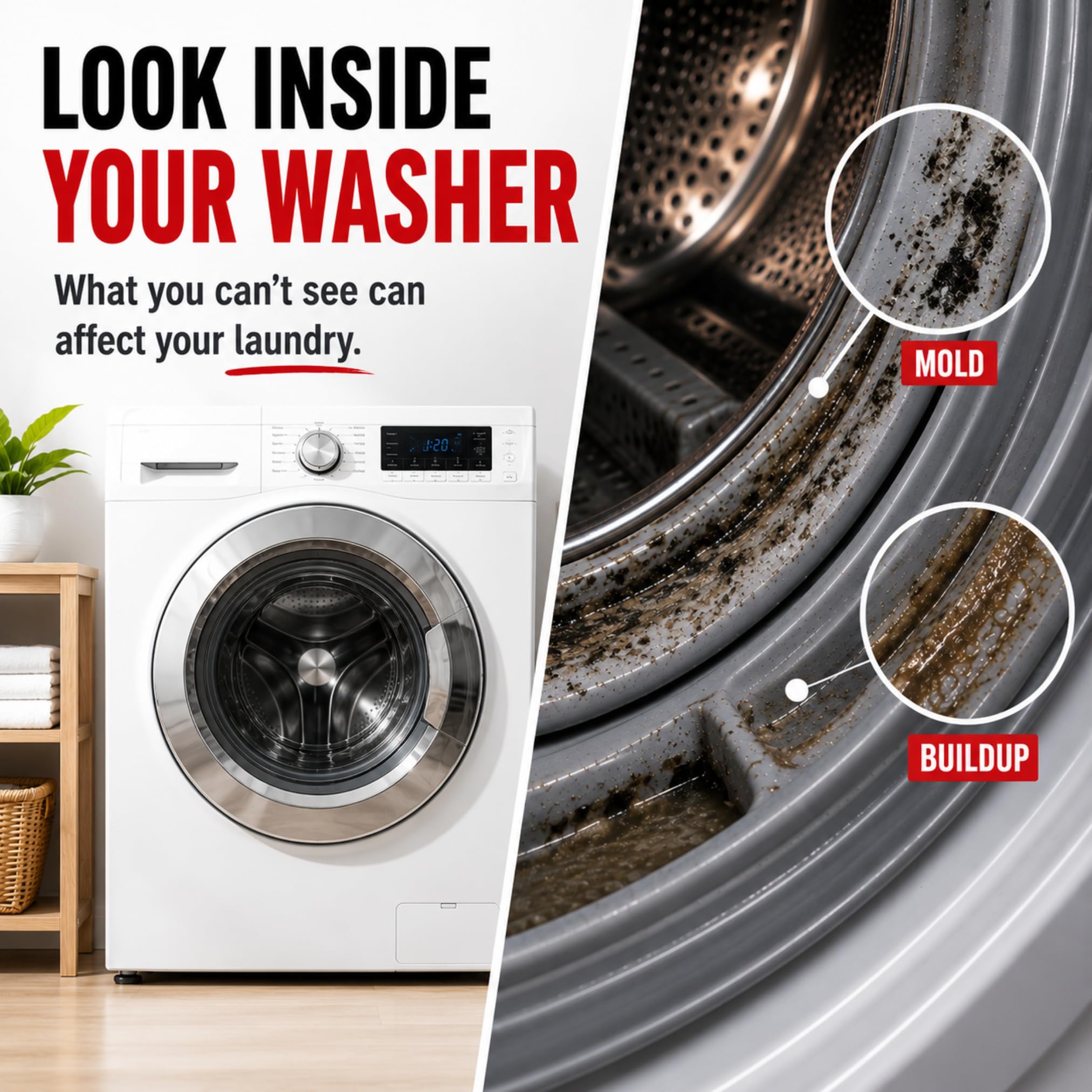 GRIME LABS Washing Machine Cleaner Tablets - Penetrating Deep Clean Washer Cleaner Tablets For Front Loader And Top Load HE - Active Formula Tub Descaler Deodorizer