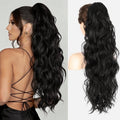 LRSICAL Ponytail Extension, Claw Clip Ponytail Extension Long Wave Black Ponytail Extensions for Women Fluffy Natural Synthetic 26 Inch Hairpiece for Daily Use