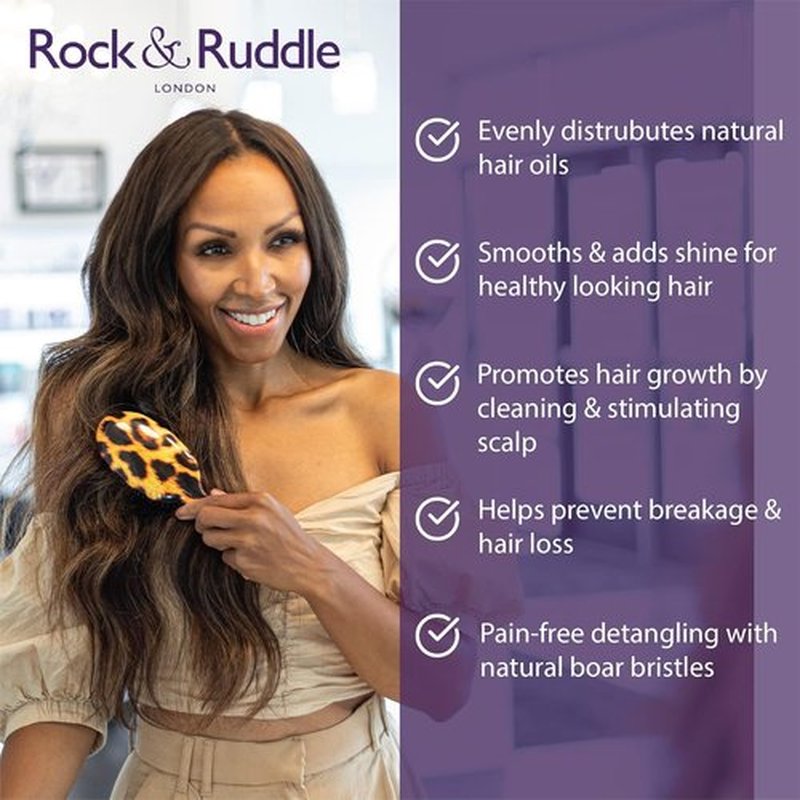 Rock & Ruddle Natural Mixed Bristle Hair Brush - Large 21 cm for Women & Kids | Ideal for Wet or Dry Hair, Detangling & Smoothing