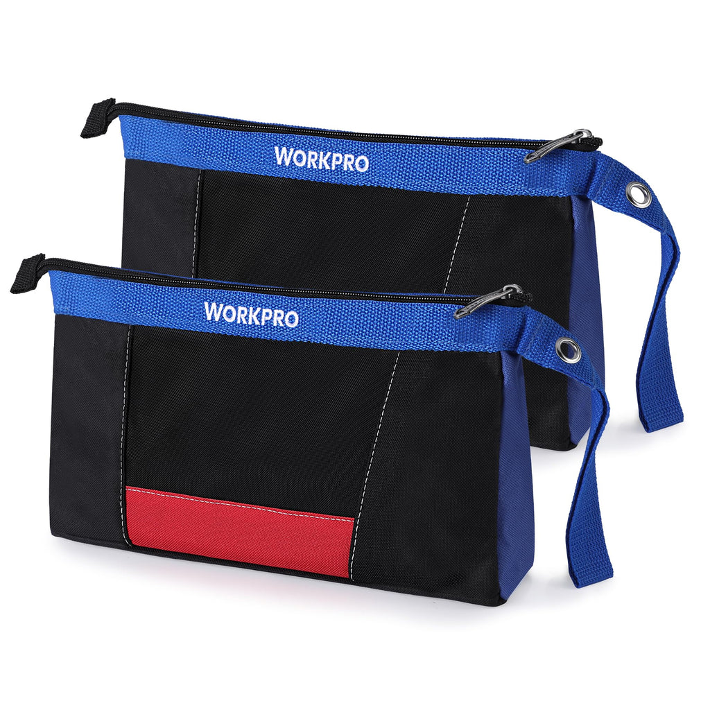 WORKPRO 12" Tool Bag Pouches, 2 Pack Zipper Organizer Bags with Mesh Window