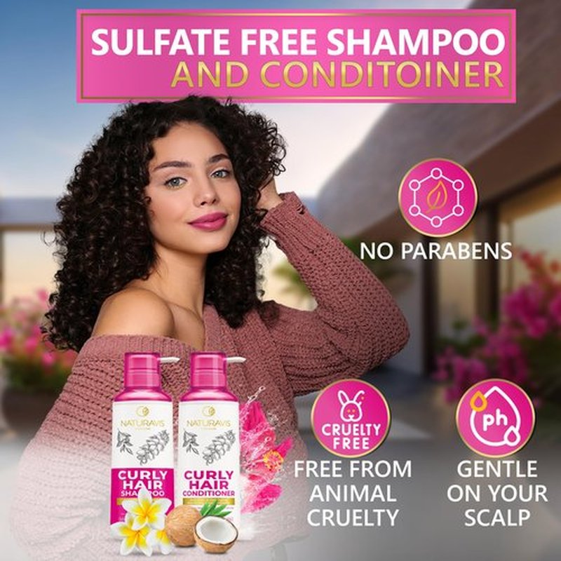 Curly Hair Shampoo and Conditioner Set - Sulfate Free for Wavy, Frizzy, Permed and Black Hair - Enhancing and Curl Defining for Women and Men - Deep Moisturizing and Hydrating Salon Grade Formula